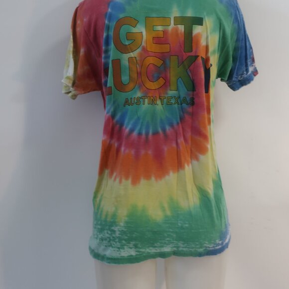 Aviator Nation Lucky Reunion Rainbow Get Lucky Austin TX Graphic T-Shirt Top M - Picture 7 of 10